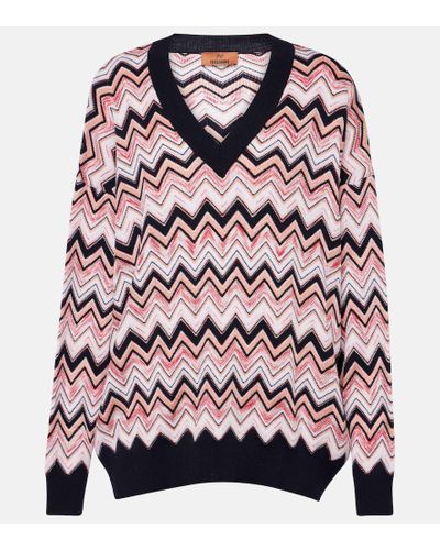 Missoni Oversize-Pullover aus Haekelstrick - Pink