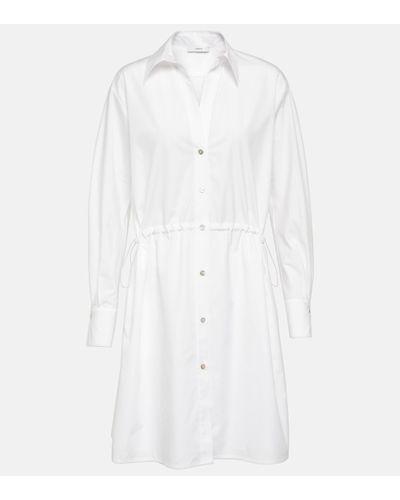Vince Ruched Cotton Shirtdress - White