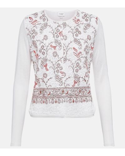 Giambattista Valli Embroidered Cashmere And Silk Cardigan - White