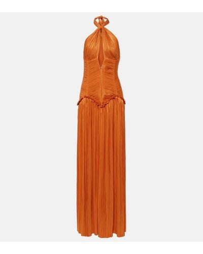 Costarellos Vestido de fiesta con cuello halter de Lurex® - Naranja