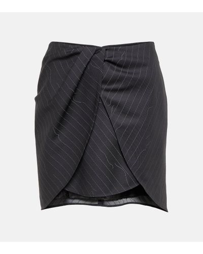 Off-White c/o Virgil Abloh Pinstripe Asymmetric Wool Blend Miniskirt - Black
