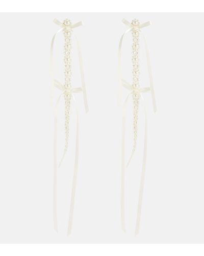 Simone Rocha Double Drip Embellished Earrings - White