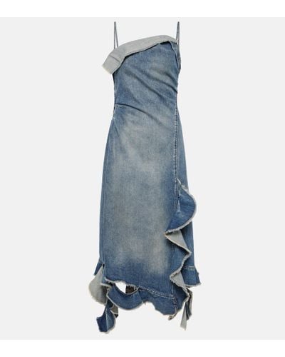 Acne Studios Delouise Ruffled Denim Midi Dress - Blue