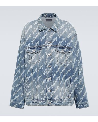 Balenciaga New Scribble Denim Jacket - Blue