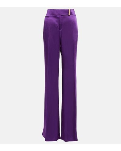 Tom Ford Wide-leg Satin Trousers - Purple