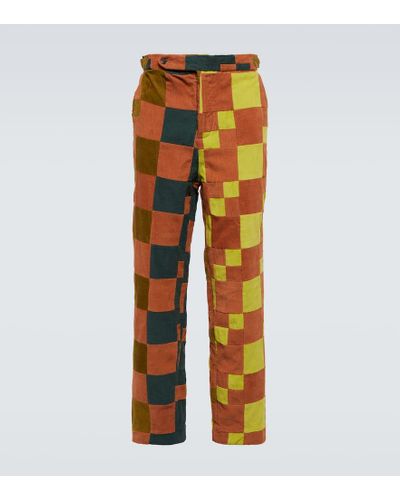Bode Pantaloni patchwork in velluto a coste - Arancione