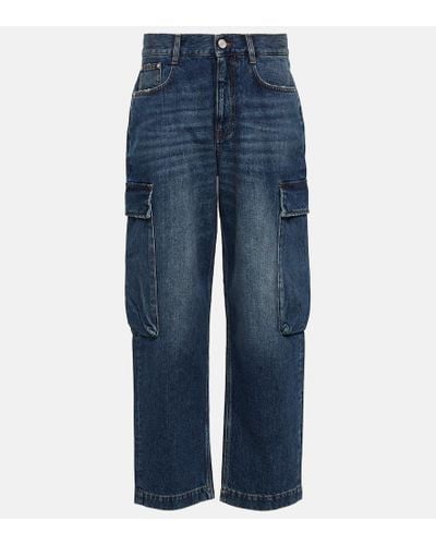 Stella McCartney Jeans cargo cropped a vita alta - Blu