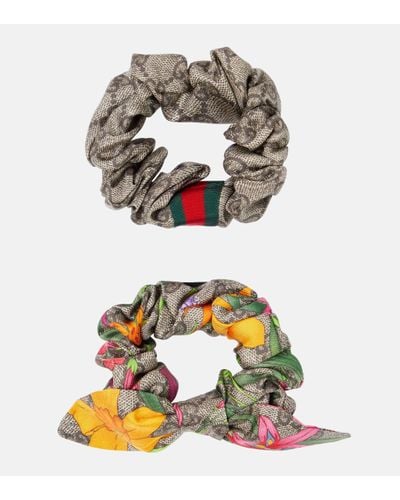 Gucci GG Set Of 2 Silk Scrunchies - Multicolour