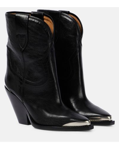 Isabel Marant Leyane Leather Cowboy Boots - Black