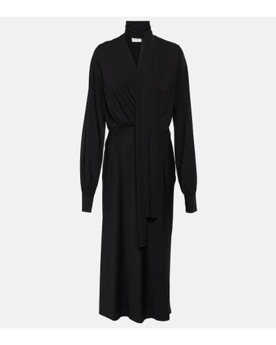 Sportmax Disegno Silk Crepe Midi Dress - Black