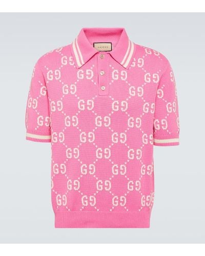 Gucci Poloshirt Mit GG Baumwoll-Intarsie - Pink