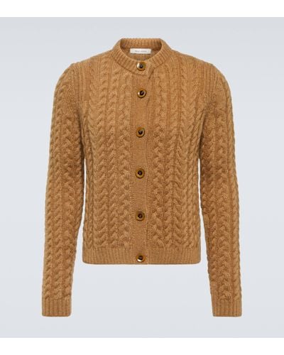Wales Bonner Cable-knit Mohair-blend Cardigan - Brown