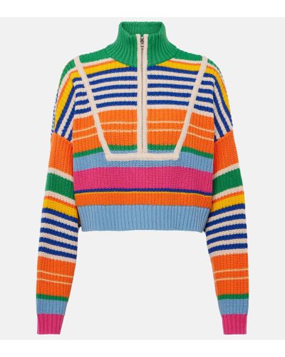 STAUD Hampton Cropped Half-zip Sweater - Multicolor