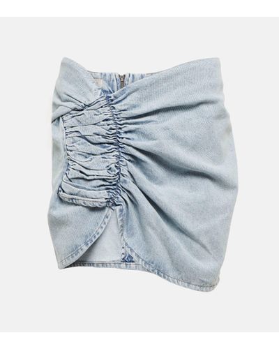 The Mannei Wishaw Ruched Denim Miniskirt - Blue