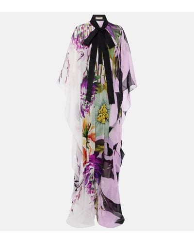 Elie Saab Caftan de seda floral - Morado