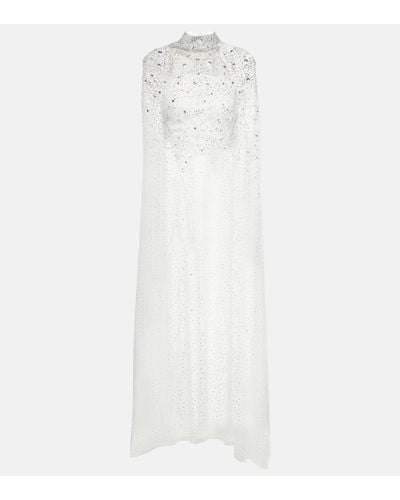 Jenny Packham Robe longue Ingrid à ornements en cristal - Blanc