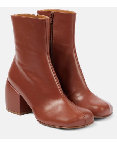 Dries Van Noten Bottines en cuir - Marron