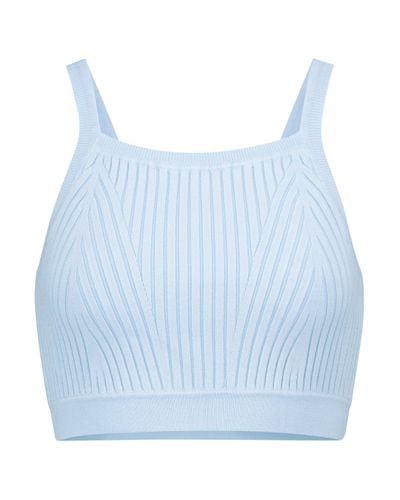 Live The Process Ribbed-knit Crop Top - Blue