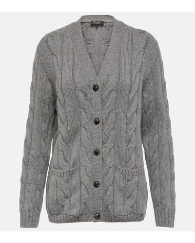 Loro Piana Napier Cable-knit Cashmere Cardigan - Gray