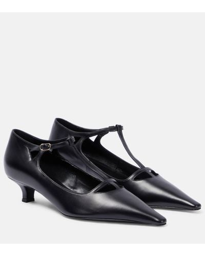 The Row Cyd Leather Court Shoes - Black