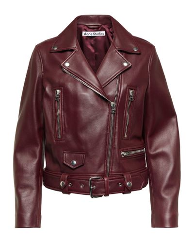 Acne Studios Leather Biker Jacket - Red