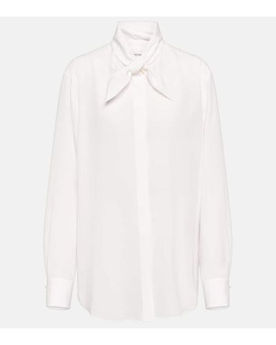 Chloé Camicia in seta con fiocco - Bianco