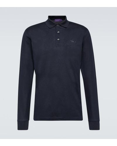 Ralph Lauren Purple Label Cotton Pique Polo Shirt - Blue