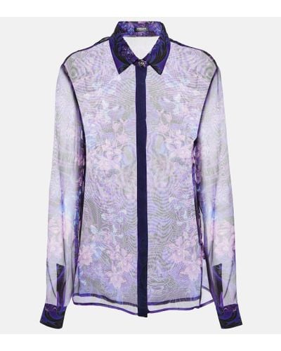 Versace Camisa en chifon de seda floral - Morado