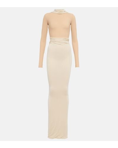 MM6 by Maison Martin Margiela Deconstructed Jersey Maxi Dress - Natural