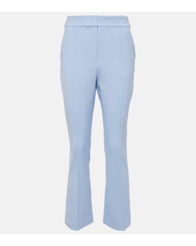 Veronica Beard Tani Cropped High-rise Flared Trousers - Blue
