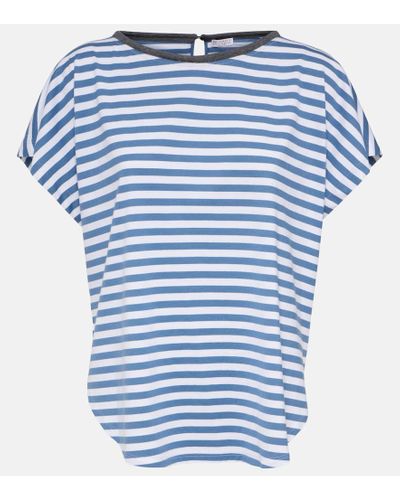 Brunello Cucinelli Oversize-T-Shirt aus Baumwolle - Blau