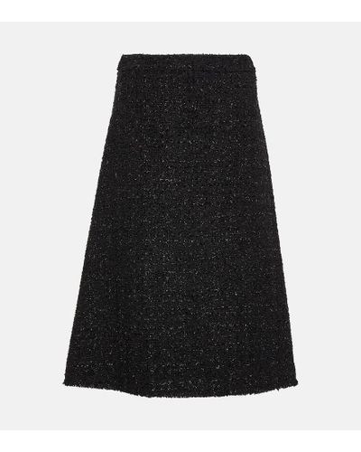 Balenciaga Falda midi de tweed - Negro