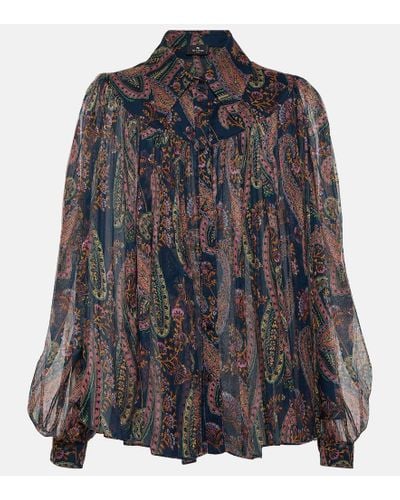 Etro Camisa de seda con estampado paisley - Negro