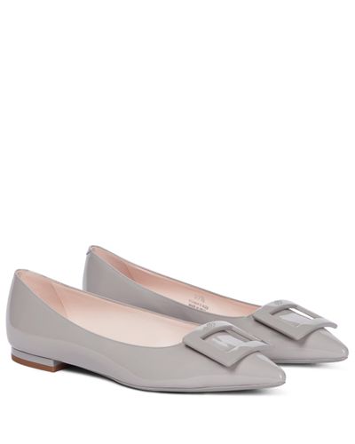 Roger Vivier Gommettine Ball Patent Leather Ballet Flats - Grey