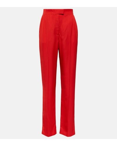 Alexander McQueen High-rise Twill Straight Trousers - Red