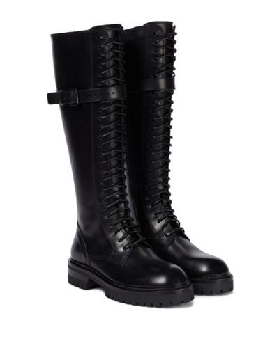 Ann Demeulemeester Alec Leather Knee-high Combat Boots - Black