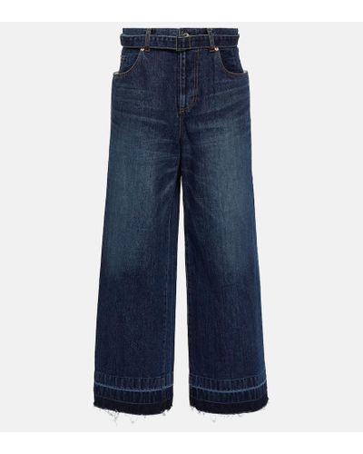 Sacai Belted Wide-leg Jeans - Blue