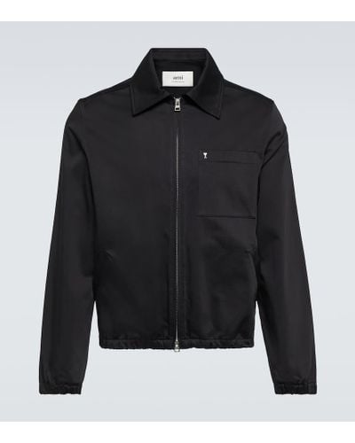 Ami Paris Ami De Cour Cotton Satin Blouson Jacket - Black