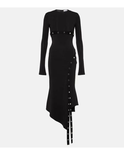 The Attico Asymmetric Midi Dress - Black
