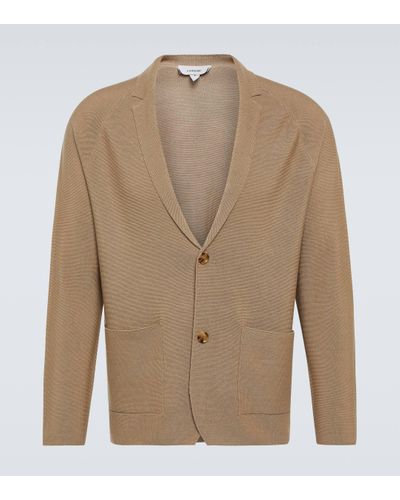 Lardini Knitted Wool, Silk And Cashmere Blazer - Natural