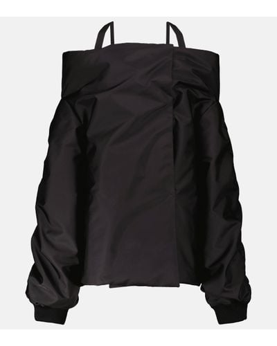 Prada Nylon Off-the-shoulder Jacket - Black