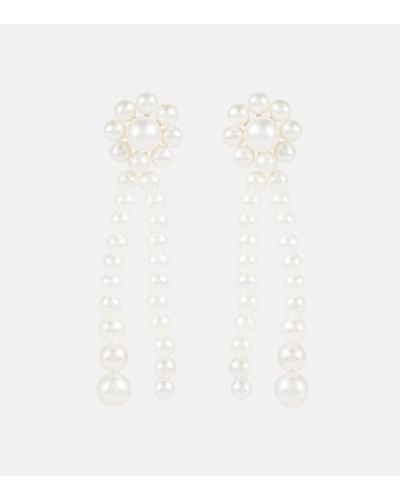 Sophie Bille Brahe Promenade De Fleur 14kt Gold Earrings With Freshwater Pearls - White