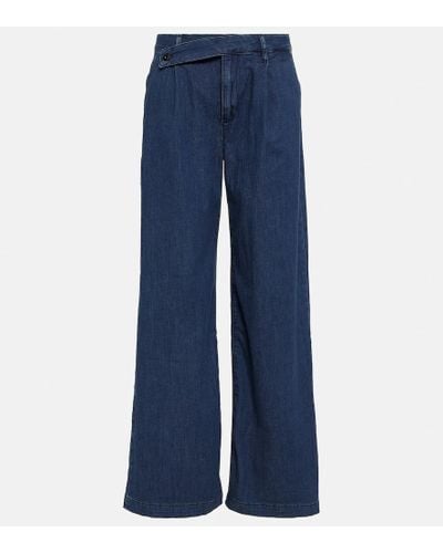 AG Jeans Mid-Rise Wide-Leg Jeans - Blau