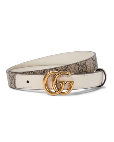 Gucci Leather-trimmed Printed Coated-canvas Belt - Natural