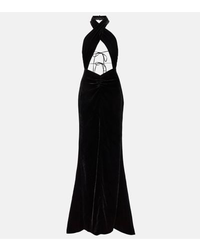 Alessandra Rich Robe longue en velours - Noir