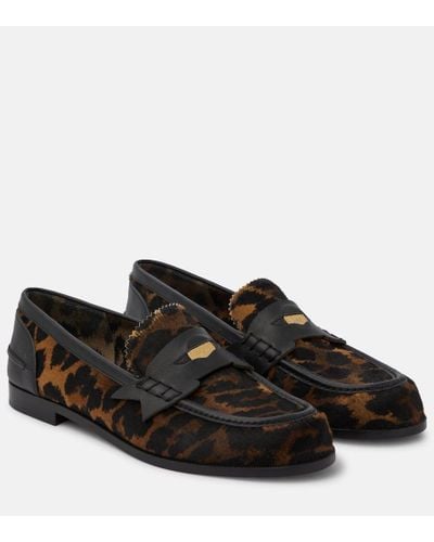 Christian Louboutin Penny Donna Leopard-print Loafers - Black