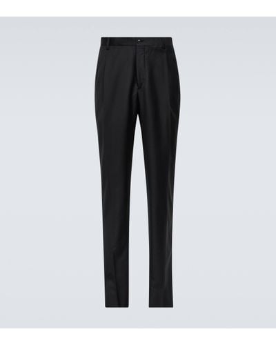Giorgio Armani Wool And Cashmere Slim Trousers - Black