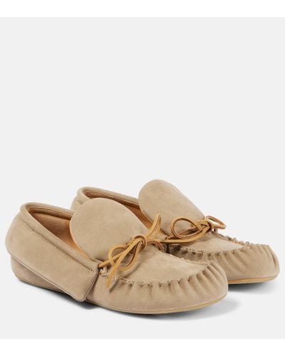 JW Anderson Bow-detail Suede Loafers - Natural