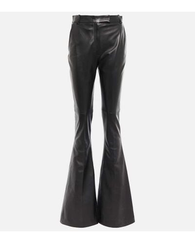 The Attico Leather Flared Pants - Black