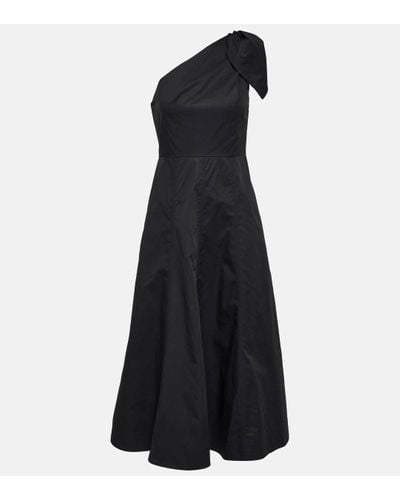 Roland Mouret One-shoulder Cotton Poplin Midi Dress - Black